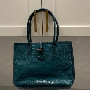 LONGCHAMP CROC embossed tote satchel , Roseau style